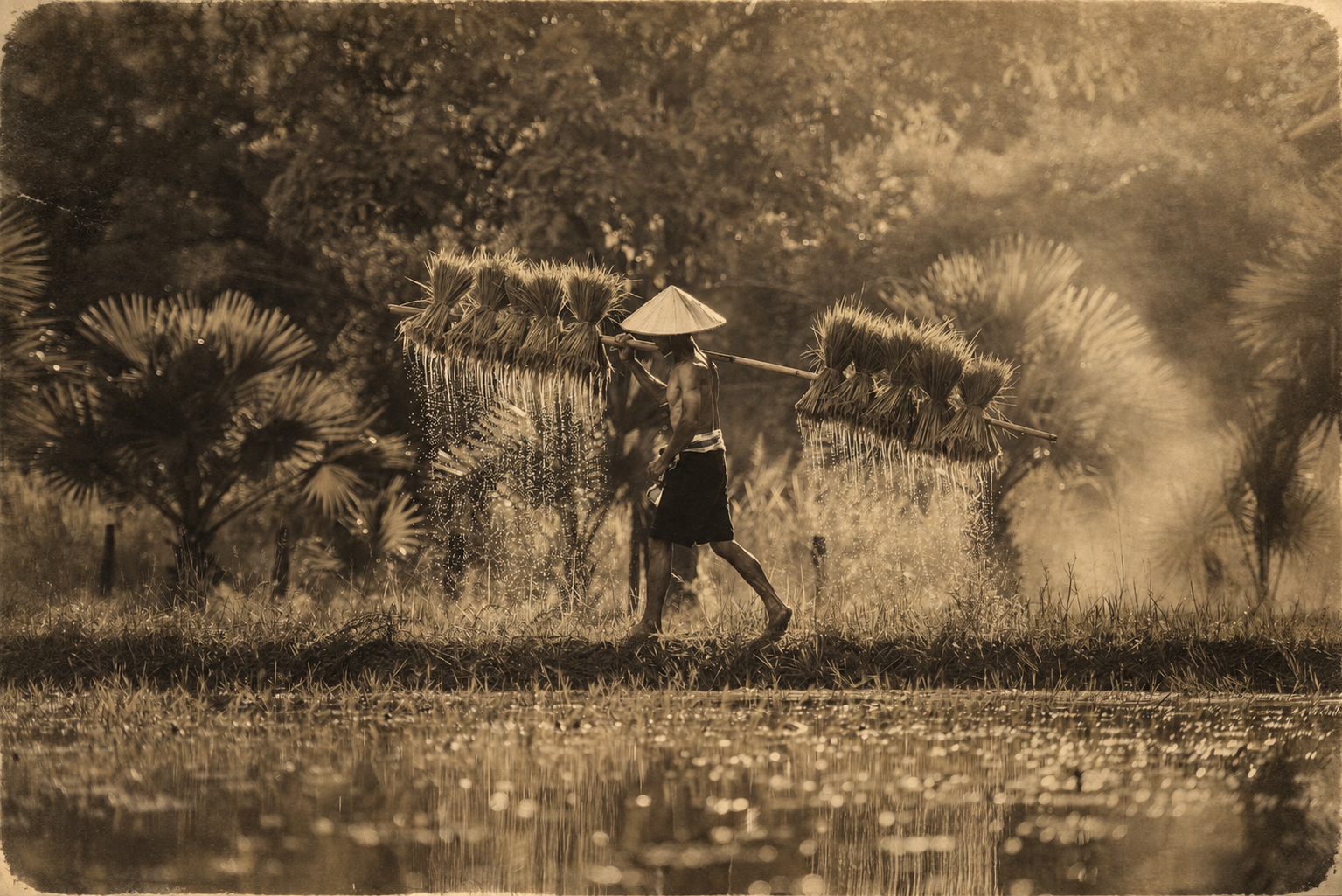 Vintage photo of a farmer